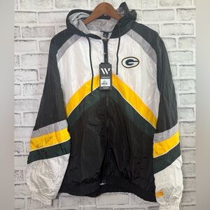 NWT! Green Bay Packers full zip windbreaker rain Track jacket Medium